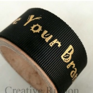 Personalised Grosgrain Ribbon - 25mm Raised Metallic Gold Print