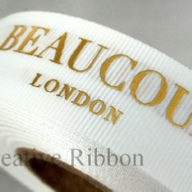 Personalised Grosgrain Ribbon - 25mm Raised Metallic Gold Print 