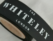 Personalised Grosgrain Ribbon - 25mm Black with Raised White print