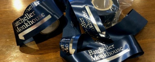 Personalised Satin Ribbon - 45mm Navy ribbon with Metallic Silver print