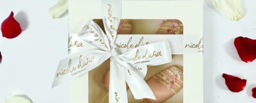 Personalised Satin Ribbon - 25mm Ivory with Metallic Rose Gold print