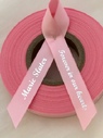 Personalised Funeral Ribbon - 15mm Baby Pink with Metallic Silver print, Script MT Bold